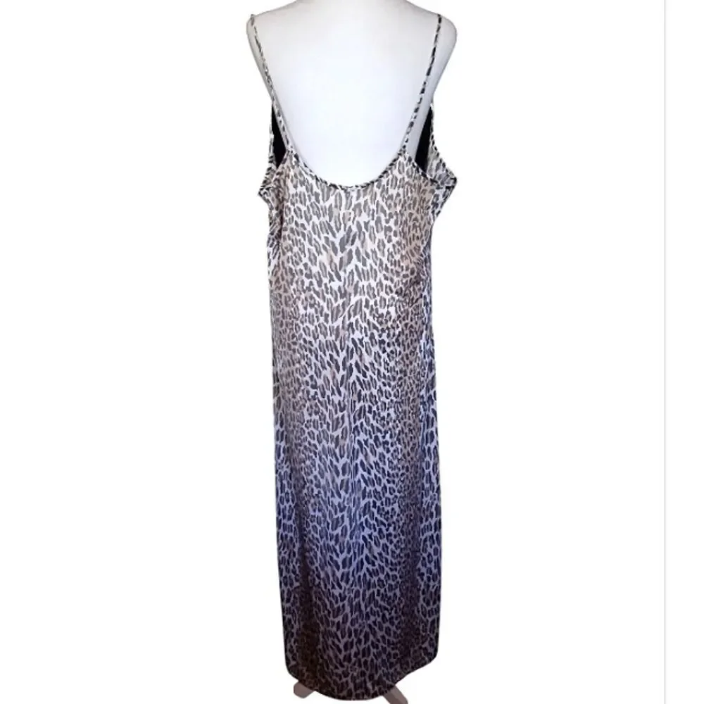 Vintage Marcie Stuart Union Made Leopard Print Lace Panel Slip Dress Size 3X - Picture 4 of 7